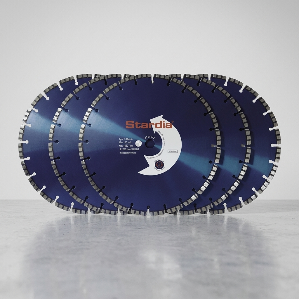 Set van 5 diamantzaagbladen beton 300mm, voor bandenzaag, premium kwaliteit: TBL. Extra voordeel!