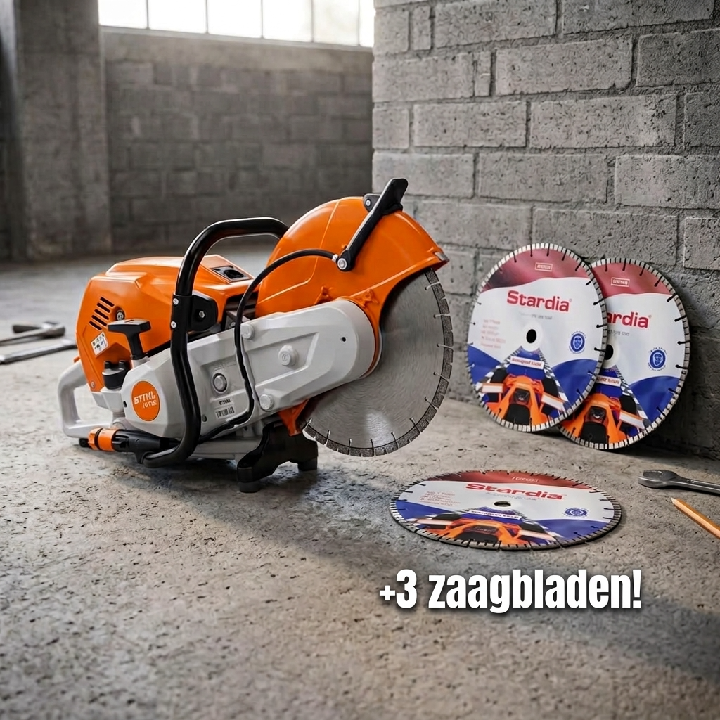 Actieset: Bandenzaag / motordoorslijper Stihl TS 710i 350mm, met 3 bladen beton, € 1.449,00