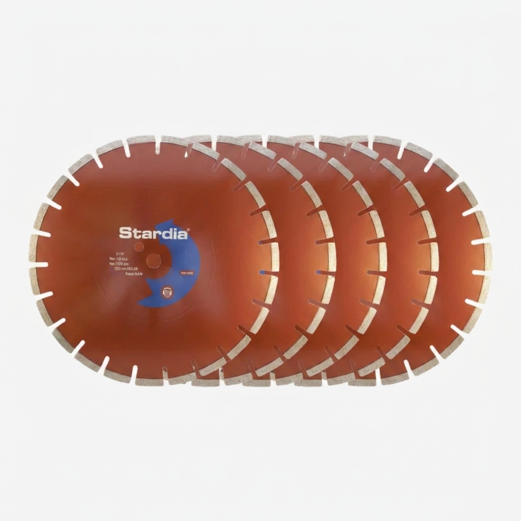 Set van 5 diamantzaagbladen beton / asfalt combi 350mm, voor bandenzaag, premium kwaliteit: D18P. Extra voordeel!
