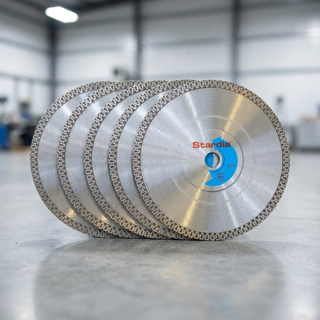 Set van 5 diamantzaagbladen 230mm topkwaliteit voor keramische (buiten)tegels, voor draagbare machines: Ceramic+. Extra voordeel!