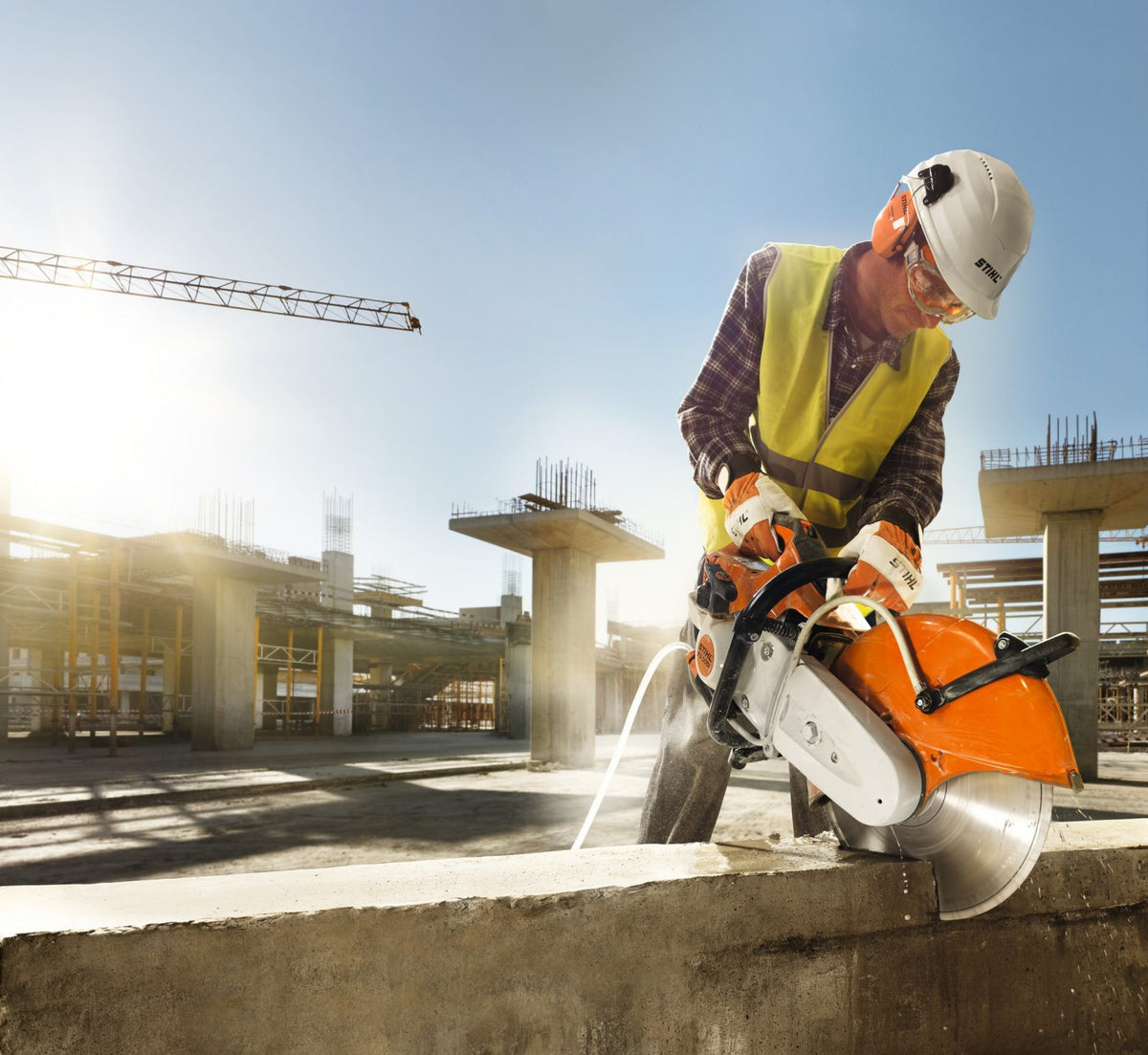 Bandenzaag / motordoorslijper Stihl TS500i 350mm, met 3 bladen beton